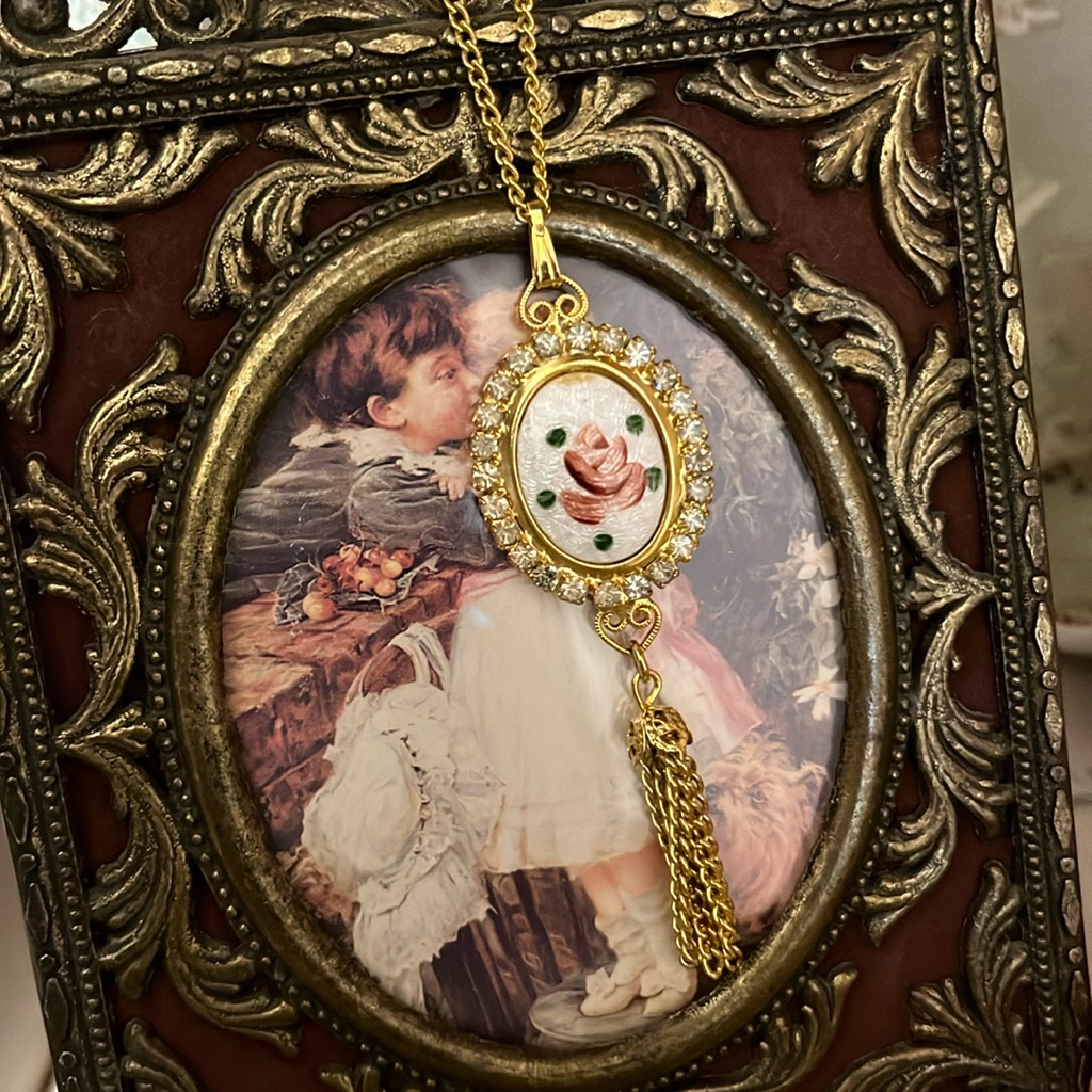 Guilloche Rose Necklace